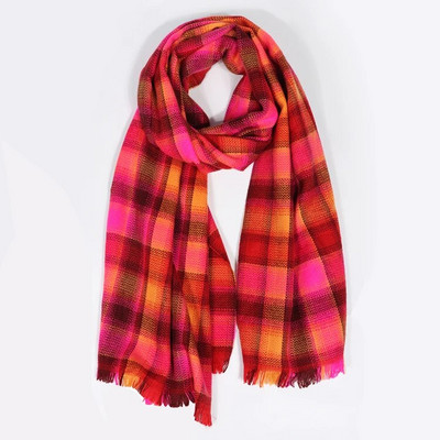 Foulard rudens ziemas siltas kašmira šalles Svītrains rūts Augstas kvalitātes gari pušķi Sieviešu bieza ietīšana šalle Sieviešu vilnas pashmina