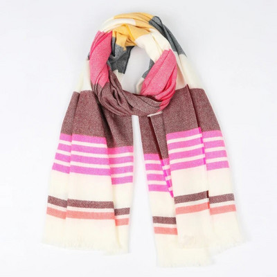 Foulard rudens ziemas siltas kašmira šalles Svītrains rūts Augstas kvalitātes gari pušķi Sieviešu bieza ietīšana šalle Sieviešu vilnas pashmina