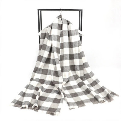 Foulard rudens ziemas siltas kašmira šalles Svītrains rūts Augstas kvalitātes gari pušķi Sieviešu bieza ietīšana šalle Sieviešu vilnas pashmina