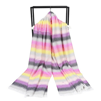 Foulard rudens ziemas siltas kašmira šalles Svītrains rūts Augstas kvalitātes gari pušķi Sieviešu bieza ietīšana šalle Sieviešu vilnas pashmina