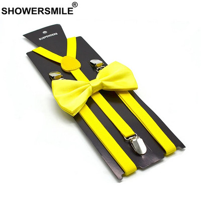 SHOWERSMILE Dzelteni Sukariņi Bowtie komplekts Vīriešiem Sievietēm Pieaugušajiem Bikavas Plānas Bikšturi Melns Sarkans Balts Zils Rozā bēšs 100cm*1.5cm