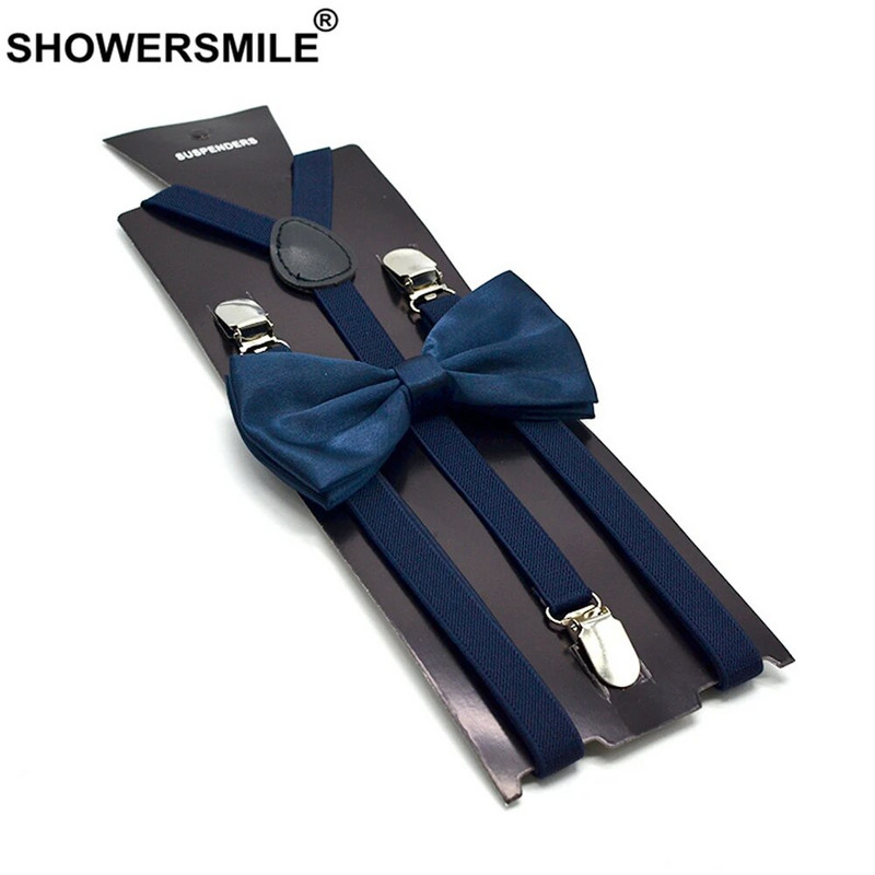 SHOWERSMILE Žuti tregeri Komplet leptir mašna Muškarci Žene Tregeri za odrasle Tanke naramenice Crna Crvena Bijela Plava Ružičasto bež 100 cm*1,5 cm