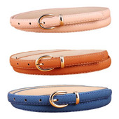 Sieviešu modes ādas josta Metāla sprādze Harajuku Candy Colors Meiteņu josta izdilis, šaura jostasvieta sievietēm kleitu jostas