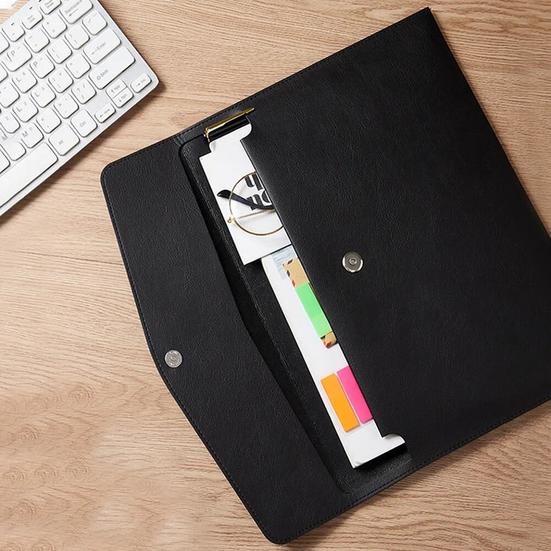 A4 PU odinis užsegamas dokumentų laikiklis Kanceliarinės prekės, atsparios dulkėms verslo biuro lengvas didelės talpos failų aplankas