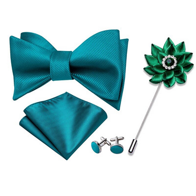 Muškarci tamnoplava leptir mašna Samovezane mašne Karirani komplet svilenih kravata Džepni četvrtasti gumbi za manžete Boutonniere Karirana kravata za vjenčanje Barry.Wang