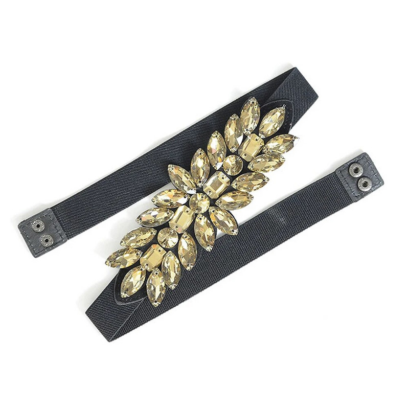 Modes sieviešu Rhinestone elastīga plata josta kāzu ballīšu bloķēšanas jostasvieta