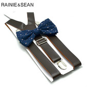 RAINIE SEAN Δερμάτινο παντελόνι γυναικείο αντρικό καφέ ζαρτιέρες με παπιγιόν βρετανικού στυλ Solid Unisex Y πίσω παντελόνι λουράκι