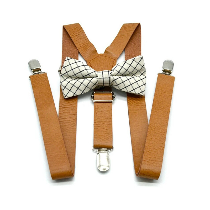 RAINIE SEAN Bőr nadrágtartó nadrág női férfi barna nadrágtartó csokornyakkendővel brit stílusú tömör unisex Y hátsó nadrágszíj