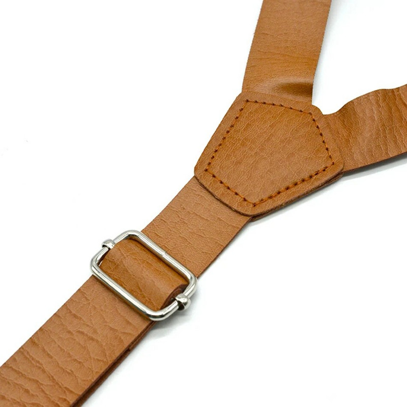 RAINIE SEAN Bőr nadrágtartó nadrág női férfi barna nadrágtartó csokornyakkendővel brit stílusú tömör unisex Y hátsó nadrágszíj