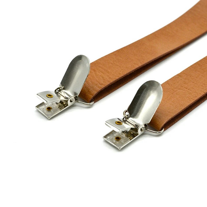 RAINIE SEAN Bőr nadrágtartó nadrág női férfi barna nadrágtartó csokornyakkendővel brit stílusú tömör unisex Y hátsó nadrágszíj