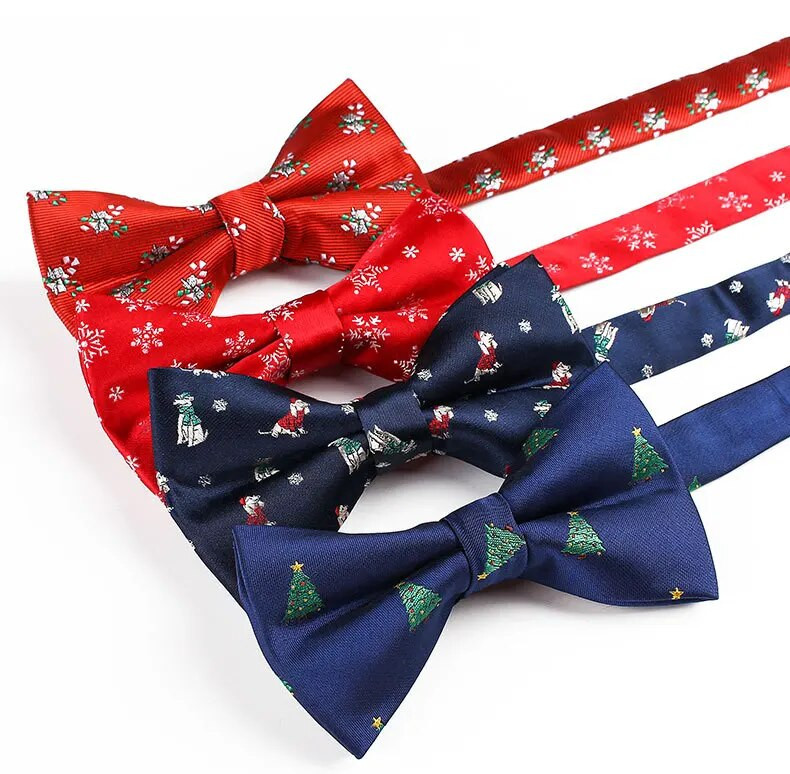 Új divatos csokornyakkendő piros sötétkék csíkos állati jacquard szabadidő állítható csokornyakkendő férfi karácsonyi partihoz nyakkendő kiegészítők ajándékok