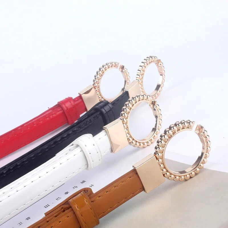 Μόδα ρυθμιζόμενη λουστρίνια μέσης δερμάτινη ζώνη για γυναίκες Φόρεμα Χρυσή στρογγυλή πόρπη με ζώνη γυναικεία γυναικεία ζώνη μέσης