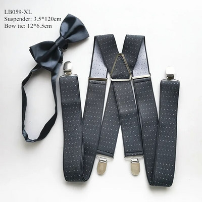 Tumši pelēks ar punktu Vīriešu piekarināmo tauriņu komplekti ar augstu elastīgu regulējamu lencēm tauriņu komplekts Pieaugušām sievietēm Kāzu dizainers LB059