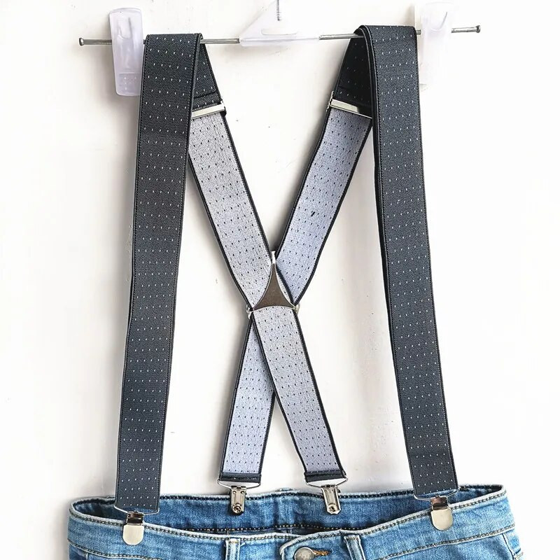 Tumši pelēks ar punktu Vīriešu piekarināmo tauriņu komplekti ar augstu elastīgu regulējamu lencēm tauriņu komplekts Pieaugušām sievietēm Kāzu dizainers LB059