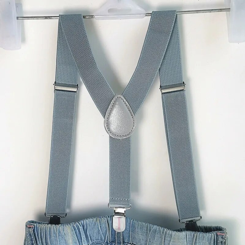 LB001-S méret Világosszürke színű függesztő csokornyakkendő készletek Baba állítható 3 kapcsos 4 kapcsos merevítős nyakkendő szett