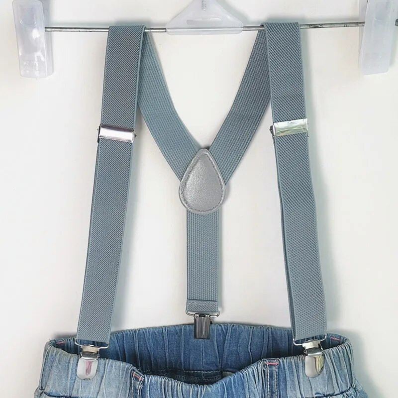 LB001-S méret Világosszürke színű függesztő csokornyakkendő készletek Baba állítható 3 kapcsos 4 kapcsos merevítős nyakkendő szett