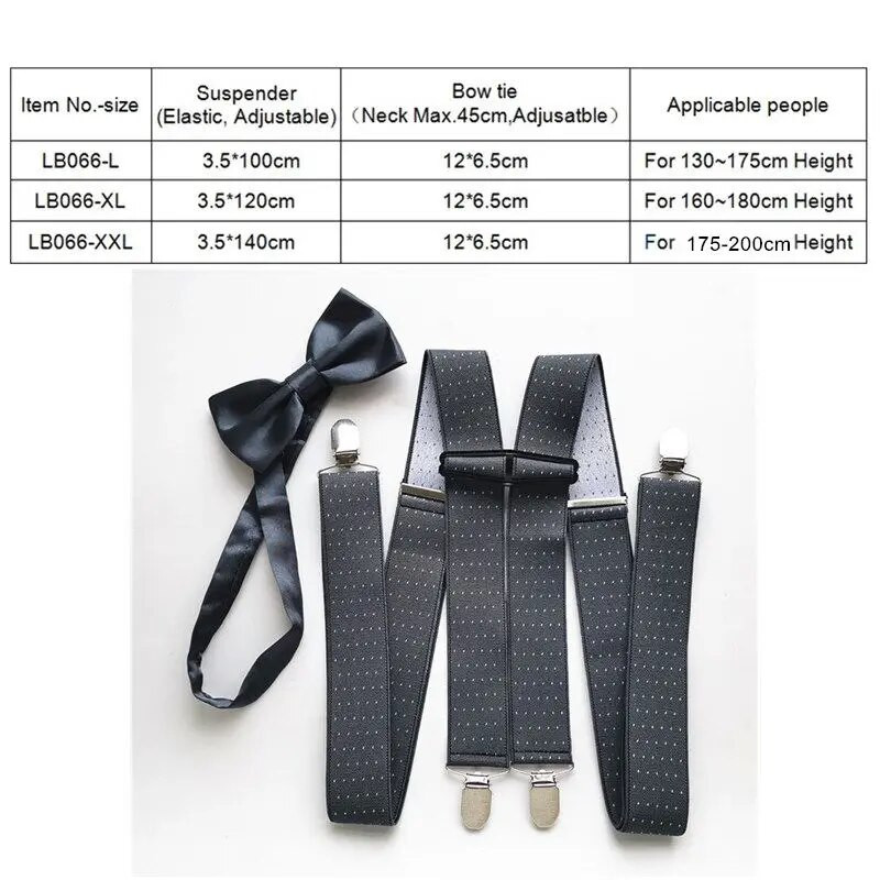 Tamno siva s točkicama Muški set leptir leptir leptir kravate Safe Connect kopče naramenice leptir leptir leptir leptir leptir set košulja za odrasle žene LB066