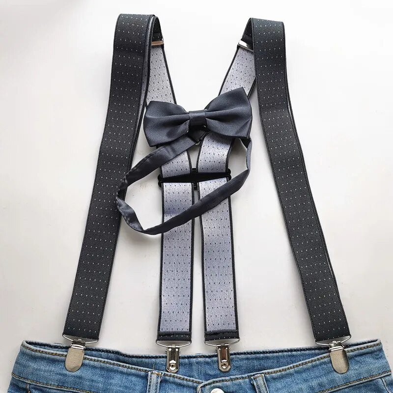 Tamno siva s točkicama Muški set leptir leptir leptir kravate Safe Connect kopče naramenice leptir leptir leptir leptir leptir set košulja za odrasle žene LB066