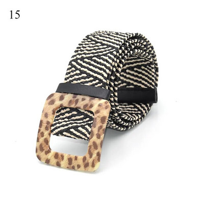 Ljeto kaki smeđi ženski remen Dress Remen s trapericama s drvenom kopčom Leopard kopča s otiskom zmije Slamnati široki remeni za žene Bohe remen