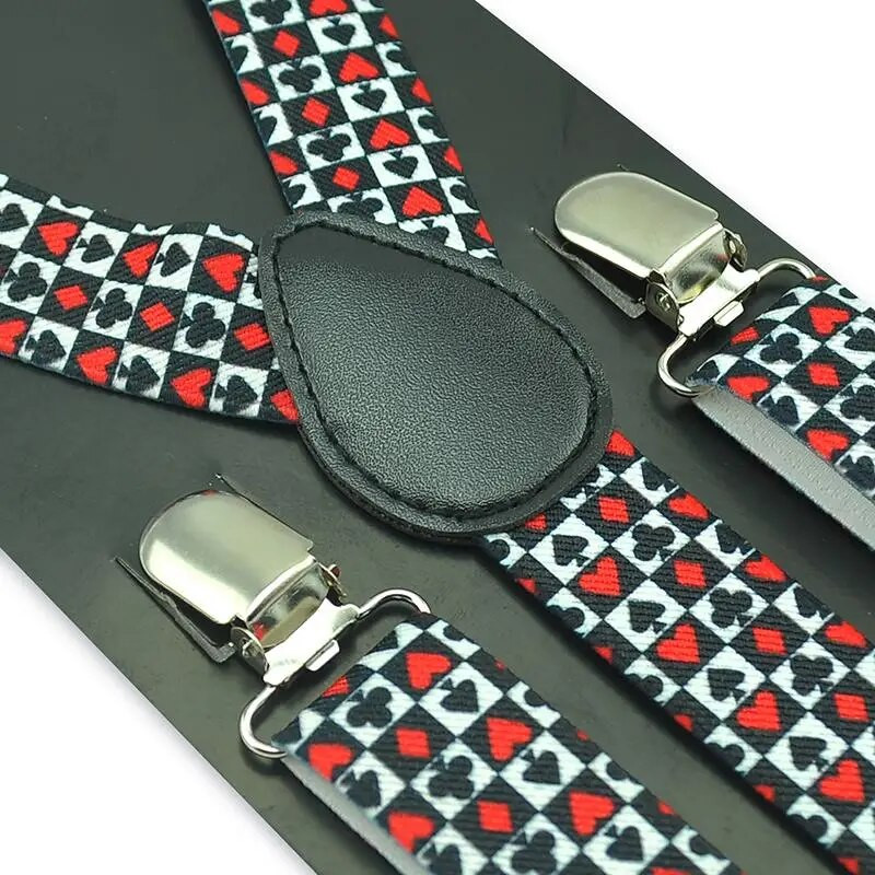 2,5 cm széles Férfi Női Uniszex Design Clip-on Elasztikus Merevítős Függesztő Nadrághoz Nadrágtartó Y-hátú felfüggesztők Csokornyakkendő szett