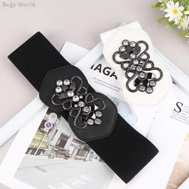 1kom modni, elegantni crno-bijeli elastični pojasevi sa širokim pojasom za žene, ukras za košulju s pojasom