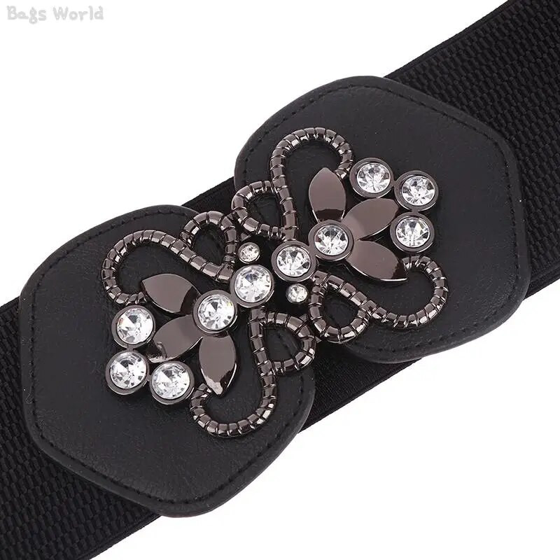 1kom modni, elegantni crno-bijeli elastični pojasevi sa širokim pojasom za žene, ukras za košulju s pojasom