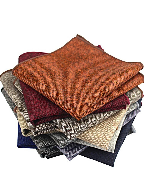 Augstas kvalitātes lakatiņu šalles biznesa kostīms Hankies vilnas gadījuma vīriešu kabatas kvadrātveida cietie kabatlakatiņi kāzām 23*23cm