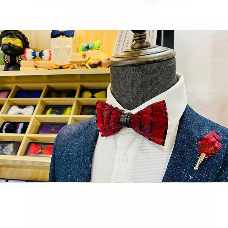 Bankett csokornyakkendő Férfi Női Esküvői Divat Csokornyakkendő Bross Tűs Illesztett toll Színes Tűs Party Csokornyakkendő Toll Kiegészítők