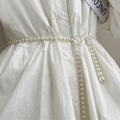 Eleganta sieviešu pērļu vidukļa ķēde, modes tauriņš ar ziediem, plāna ķēdes josta sievietēm, kleita ar šauru jostasvietu