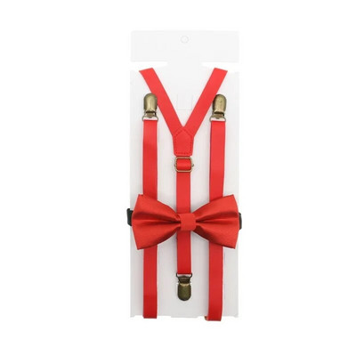 1,5 cm szélesség, tömör merevítők Férfi/női Pu szuszpenzió csokornyakkendő szett csomós műbőr nadrágtartó Y vissza 3 klips Esküvői parti viselete