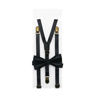 1,5 cm szélesség, tömör merevítők Férfi/női Pu szuszpenzió csokornyakkendő szett csomós műbőr nadrágtartó Y vissza 3 klips Esküvői parti viselete