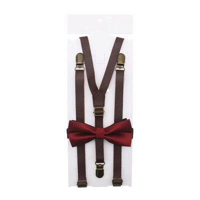 1,5 cm szélesség, tömör merevítők Férfi/női Pu szuszpenzió csokornyakkendő szett csomós műbőr nadrágtartó Y vissza 3 klips Esküvői parti viselete