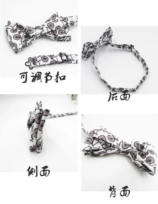 Rajzfilm Kerékpár Design Nyomtatás Férfi csokornyakkendő Felnőtt csokornyakkendő Férfi Csokorcsomó Divat Csokorkák Szőtt Férfi Pillangó Gravata Esküvői Ruha