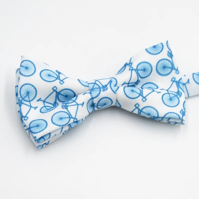 Rajzfilm Kerékpár Design Nyomtatás Férfi csokornyakkendő Felnőtt csokornyakkendő Férfi Csokorcsomó Divat Csokorkák Szőtt Férfi Pillangó Gravata Esküvői Ruha