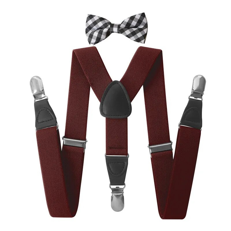 Bērnu bikšturi tauriņu komplekts bērniem zēniem, meitenēm, kreklu lencēm, PU ādas elastīgās bikšturi kāzu kaklasaites aksesuāri