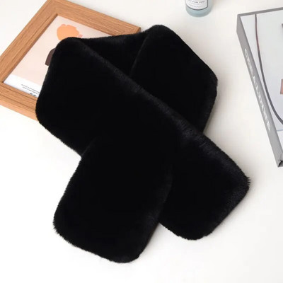 Koreai egyszínű műnyúl szőrme kereszt plüss sál női téli vastag kétoldalas gallér nyakvédő meleg sálak T27