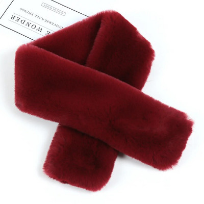 Koreai egyszínű műnyúl szőrme kereszt plüss sál női téli vastag kétoldalas gallér nyakvédő meleg sálak T27