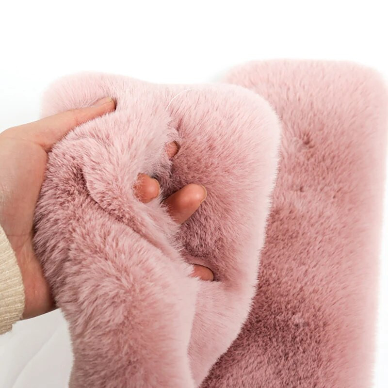 Koreai egyszínű műnyúl szőrme kereszt plüss sál női téli vastag kétoldalas gallér nyakvédő meleg sálak T27