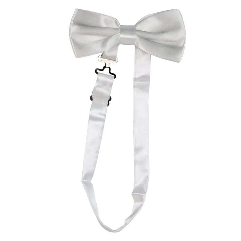 2019-es új, kiváló minőségű, 2,5 cm-es széles fehér férfi női nadrágtartó csokornyakkendő szett tömör elasztikus nadrágtartó és csokornyakkendő ing nadrágtartó