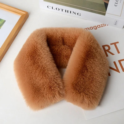 Koreai egyszínű műnyúl szőrme gallér előke téli nyakvédő vastag meleg gyereksál női kereszt plüss sál T22
