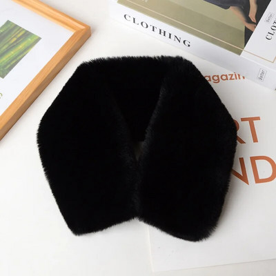 Koreai egyszínű műnyúl szőrme gallér előke téli nyakvédő vastag meleg gyereksál női kereszt plüss sál T22