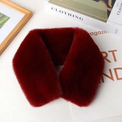 Koreai egyszínű műnyúl szőrme gallér előke téli nyakvédő vastag meleg gyereksál női kereszt plüss sál T22