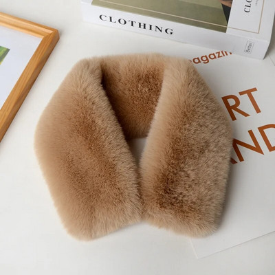 Koreai egyszínű műnyúl szőrme gallér előke téli nyakvédő vastag meleg gyereksál női kereszt plüss sál T22