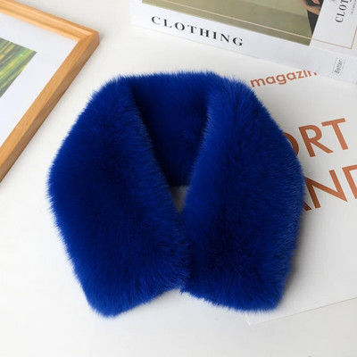 Koreai egyszínű műnyúl szőrme gallér előke téli nyakvédő vastag meleg gyereksál női kereszt plüss sál T22