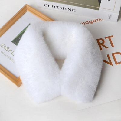 Koreai egyszínű műnyúl szőrme gallér előke téli nyakvédő vastag meleg gyereksál női kereszt plüss sál T22