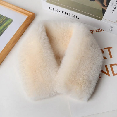 Koreai egyszínű műnyúl szőrme gallér előke téli nyakvédő vastag meleg gyereksál női kereszt plüss sál T22