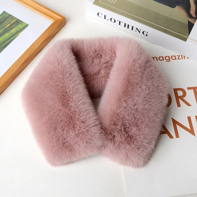 Koreai egyszínű műnyúl szőrme gallér előke téli nyakvédő vastag meleg gyereksál női kereszt plüss sál T22