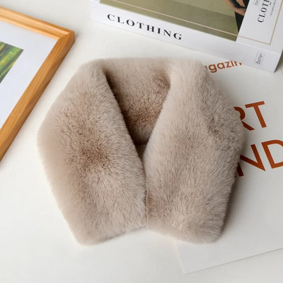 Koreai egyszínű műnyúl szőrme gallér előke téli nyakvédő vastag meleg gyereksál női kereszt plüss sál T22