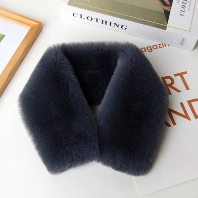Koreai egyszínű műnyúl szőrme gallér előke téli nyakvédő vastag meleg gyereksál női kereszt plüss sál T22
