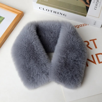 Koreai egyszínű műnyúl szőrme gallér előke téli nyakvédő vastag meleg gyereksál női kereszt plüss sál T22